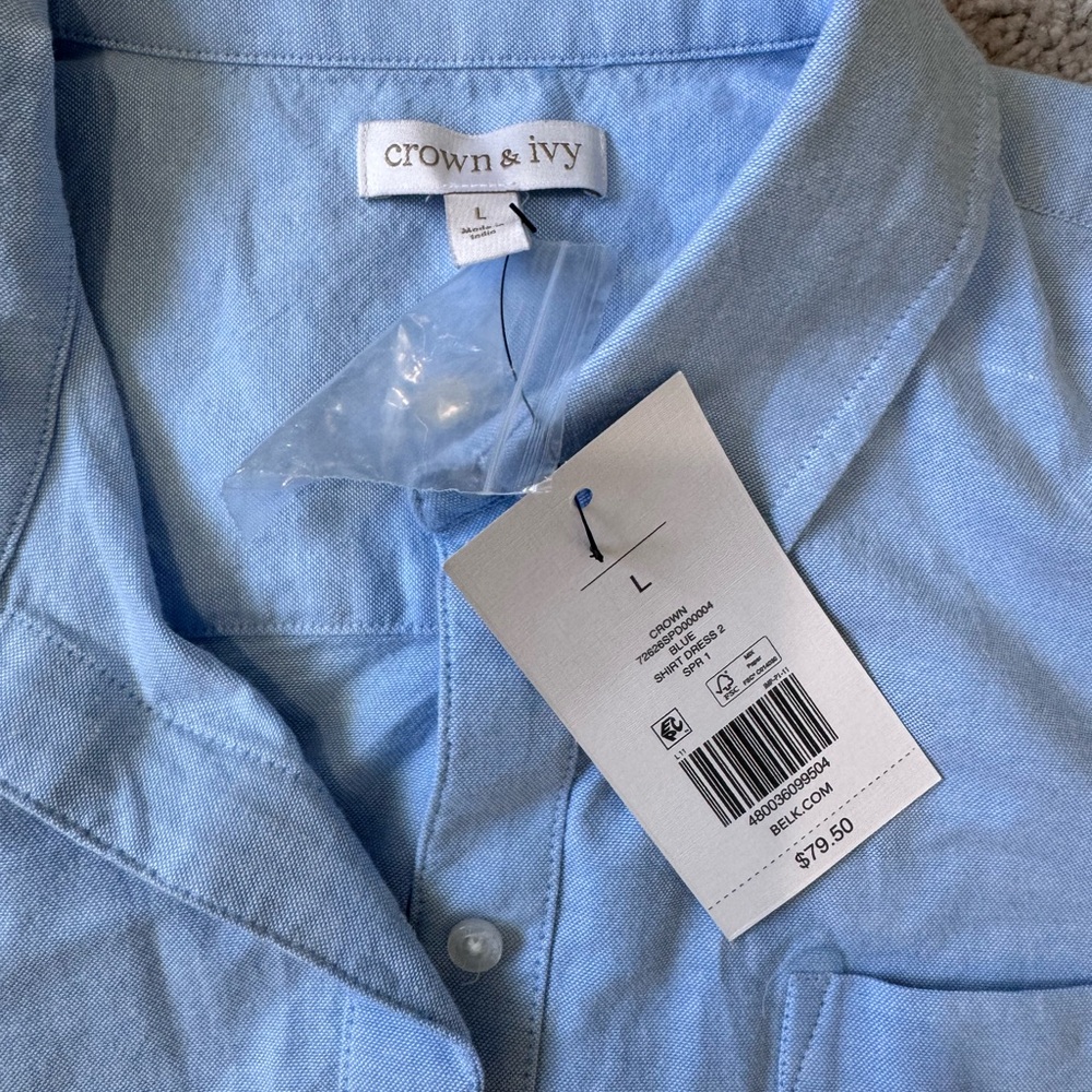 Crown & Ivy Sky Blue Shirt Dress - Picture 3 of 6